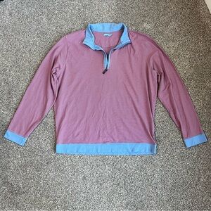 J. McLaughlin Men's 1/4 Zip Long Sleeve Red Stripe Clermont Pullover, Size Large